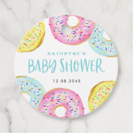 Kleurrijke Pastel Sprinkle Donuts Baby shower Bedankjes Labels