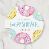 Kleurrijke Pastel Sprinkle Donuts Baby shower Bedankjes Labels (Voorkant)