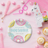 Kleurrijke Pastel Sprinkle Donuts Baby shower Papieren Bordje (Feest)