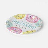 Kleurrijke Pastel Sprinkle Donuts Baby shower Papieren Bordje (Gekanteld)