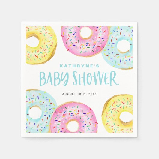 Kleurrijke Pastel Sprinkle Donuts Baby shower Servet (Voorkant)