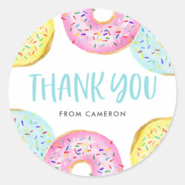 Kleurrijke Pastel Sprinkle Donuts Verjaardag Bedan Ronde Sticker