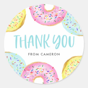 Kleurrijke Pastel Sprinkle Donuts Verjaardag Bedan Ronde Sticker