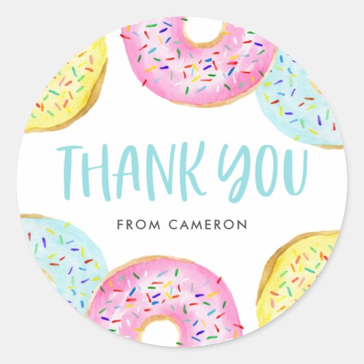 Kleurrijke Pastel Sprinkle Donuts Verjaardag Bedan Ronde Sticker (Voorkant)