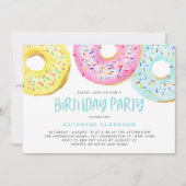 Kleurrijke Pastel Sprinkle Donuts verjaardagsfeest Kaart (Voorkant)