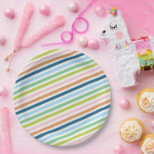 Kleurrijke pastel strepen patroon papieren bordje (Feest)