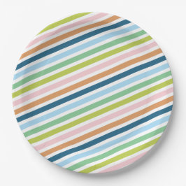 Kleurrijke pastel strepen patroon papieren bordje
