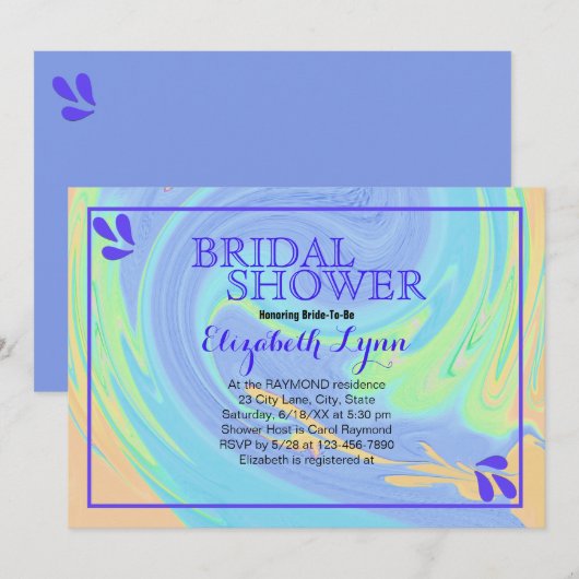 Kleurrijke Pastel Swirl Vrijgezellenfeest Sjabloon Kaart (Voorkant / Achterkant)