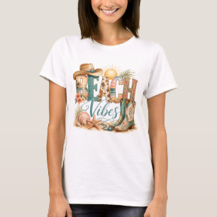 KLEURRIJKE PASTEL TROPISCHE STRAND SFEER T-SHIRT