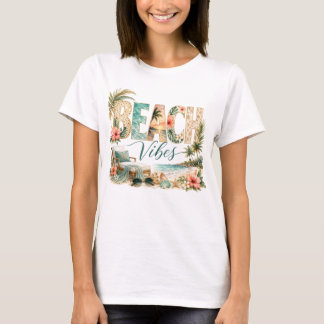 KLEURRIJKE PASTEL TROPISCHE STRAND SFEER T-SHIRT