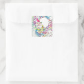 Kleurrijke Pastel Tuin Gnome Vierkante Sticker (Tas)