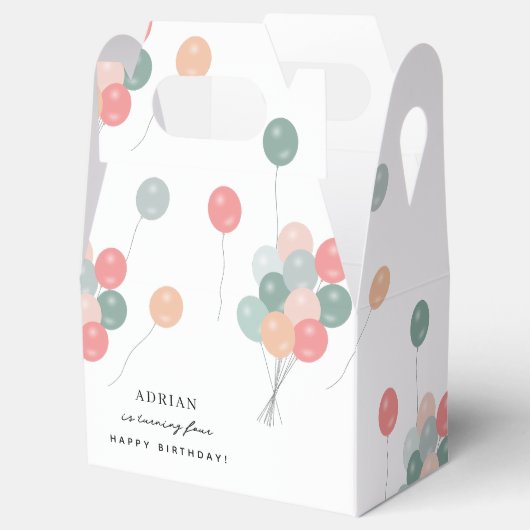 Kleurrijke Pastel Verjaardagsfeestballonnen Modern Bedankdoosjes (Geopend)