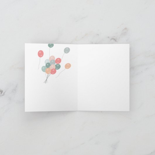Kleurrijke Pastel Verjaardagsfeestballonnen Modern Kaart (Binnen)
