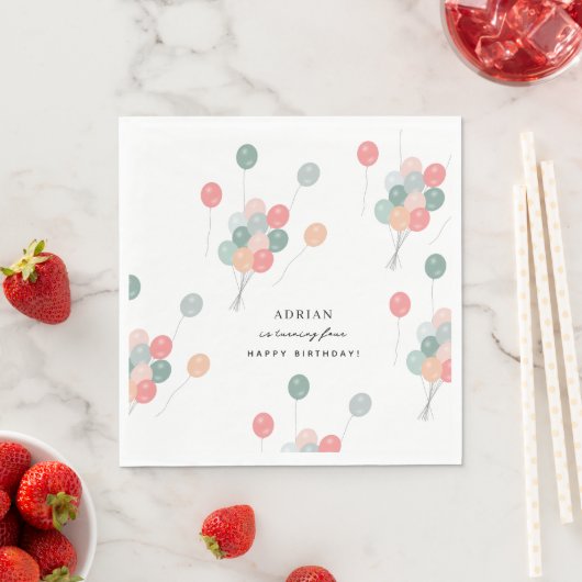 Kleurrijke Pastel Verjaardagsfeestballonnen Modern Servet (Insitu)