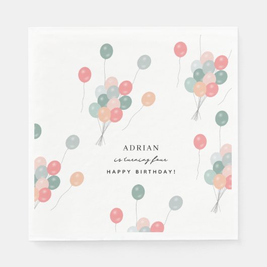 Kleurrijke Pastel Verjaardagsfeestballonnen Modern Servet (Voorkant)