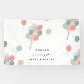 Kleurrijke Pastel Verjaardagsfeestballonnen Modern Spandoek (Horizontaal)