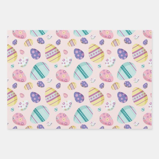 Kleurrijke pastel versierde eieren Pasen Inpakpapier Vel (Voorkant 3)