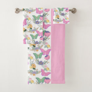 Kleurrijke Pastel Vlinders Bad Handdoek Set
