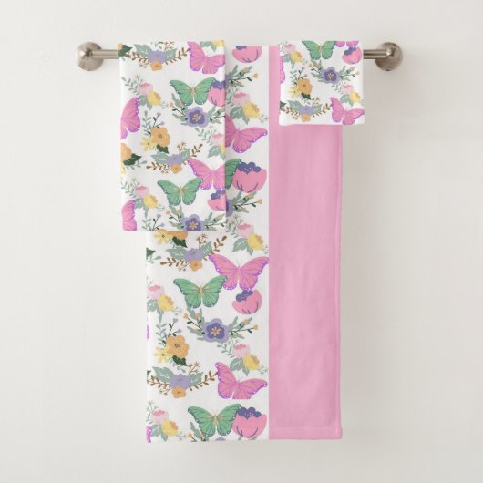 Kleurrijke Pastel Vlinders Bad Handdoek Set (Insitu)