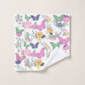 Kleurrijke Pastel Vlinders Bad Handdoek Set (Wasdoekje)