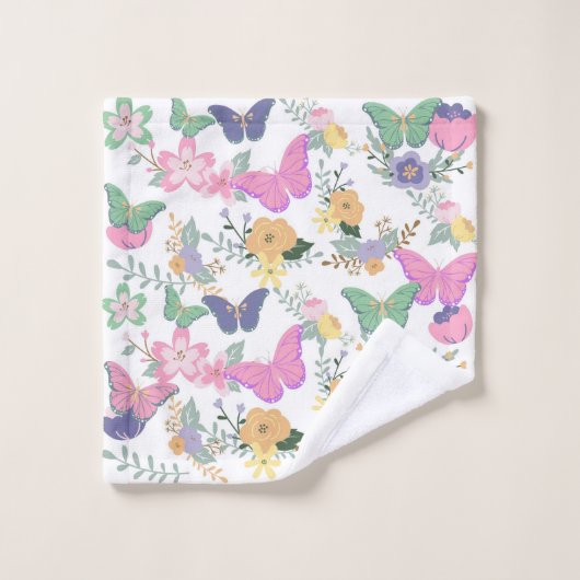 Kleurrijke pastel vlinders badhanddoek set bad handdoek (Wasdoekje)