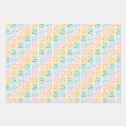 Kleurrijke pastel vrede, liefde, zonneschijn vakan inpakpapier vel (Voorkant 3)