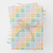 Kleurrijke pastel vrede, liefde, zonneschijn vakan inpakpapier vel (In situ)