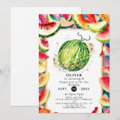 Kleurrijke Pastel Watermeloen Verjaardag Kaart (Voorkant / Achterkant)