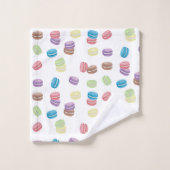 Kleurrijke Pastel Waterverf Franse Macarons Bad Handdoek (Wasdoekje)