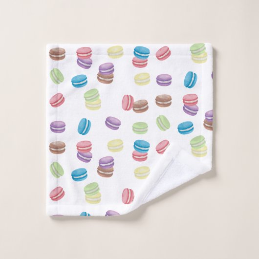 Kleurrijke Pastel Waterverf Franse Macarons Bad Handdoek (Wasdoekje)