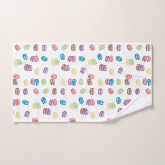 Kleurrijke Pastel Waterverf Franse Macarons Bad Handdoek (Handdoek)