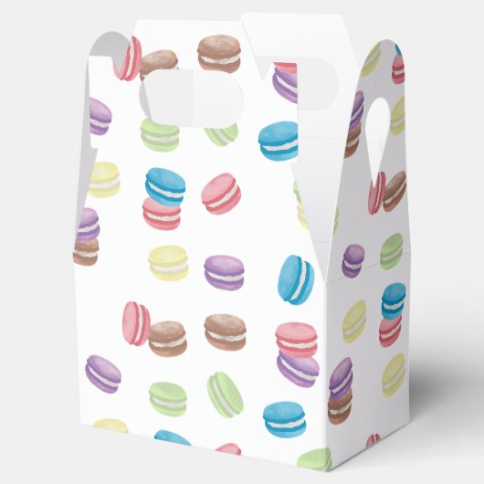 Kleurrijke Pastel Waterverf Franse Macarons Bedankdoosjes (Geopend)