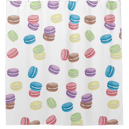 Kleurrijke Pastel Waterverf Franse Macarons Douchegordijn (Voorkant)