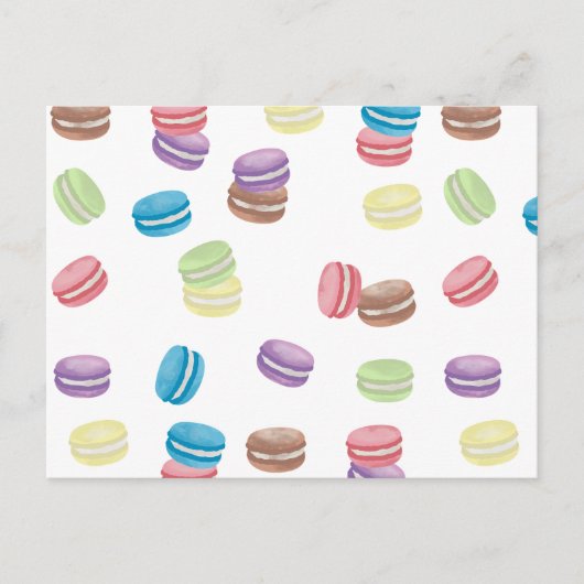 Kleurrijke Pastel Waterverf Franse Macarons Feestdagenkaart (Voorkant)