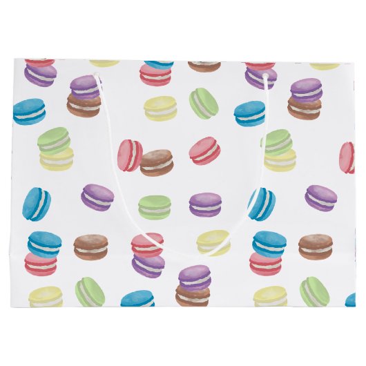 Kleurrijke Pastel Waterverf Franse Macarons Groot Cadeauzakje (Achterkant)