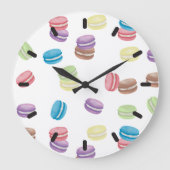 Kleurrijke Pastel Waterverf Franse Macarons Grote Klok (Voorkant)