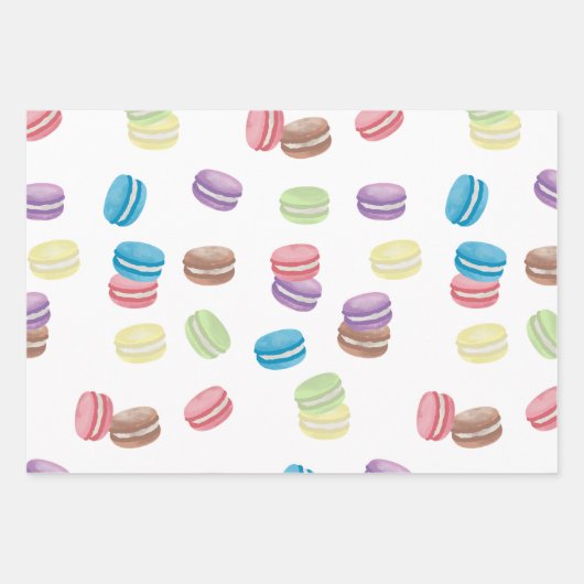 Kleurrijke Pastel Waterverf Franse Macarons Inpakpapier Vel (Voorkant 3)