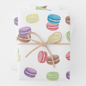 Kleurrijke Pastel Waterverf Franse Macarons Inpakpapier Vel (In situ)