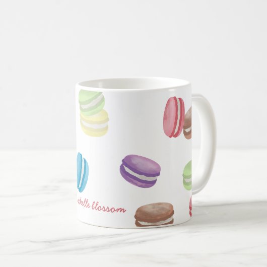 Kleurrijke Pastel Waterverf Franse Macarons Koffiemok (Voorkant rechts)