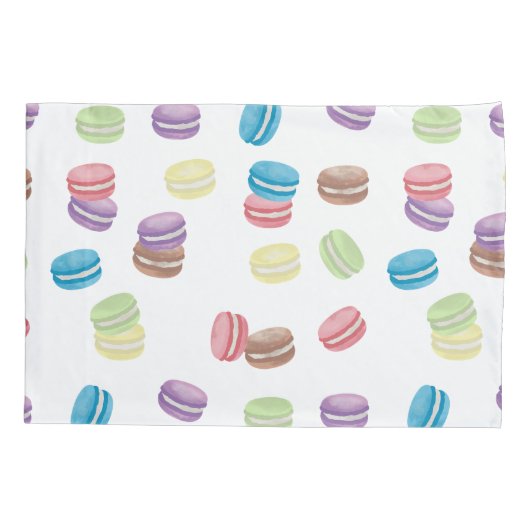 Kleurrijke Pastel Waterverf Franse Macarons Kussensloop (Achterkant-Links)