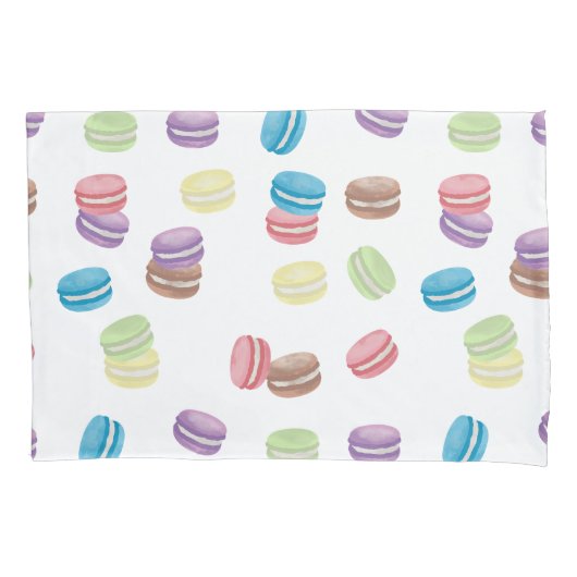 Kleurrijke Pastel Waterverf Franse Macarons Kussensloop (Voorkant-Links)