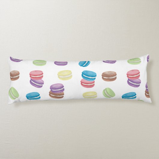 Kleurrijke Pastel Waterverf Franse Macarons Lichaamskussen (Achterkant)