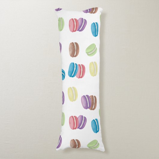 Kleurrijke Pastel Waterverf Franse Macarons Lichaamskussen (Voorkant Verticaal)