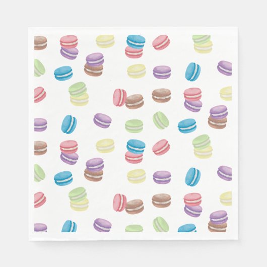 Kleurrijke Pastel Waterverf Franse Macarons Servet (Voorkant)