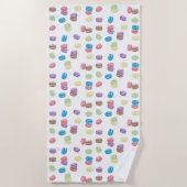 Kleurrijke Pastel Waterverf Franse Macarons Strandlaken (Voorkant)