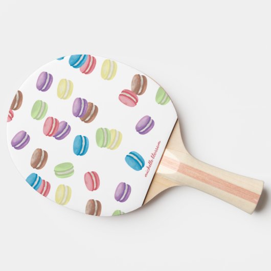 Kleurrijke Pastel Waterverf Franse Macarons Tafeltennisbatje (Zijkant)