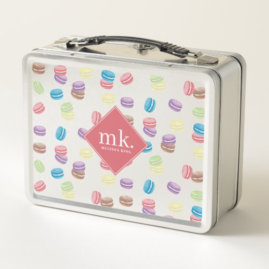 Kleurrijke Pastel Waterverf Macarons Monogram (Achterkant)