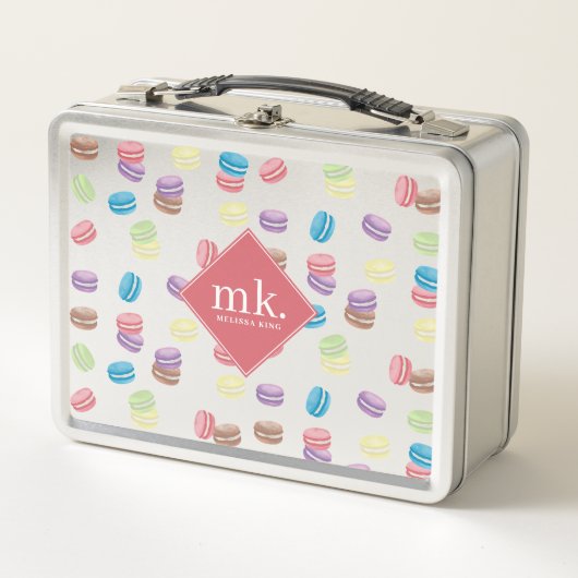 Kleurrijke Pastel Waterverf Macarons Monogram (Voorkant)