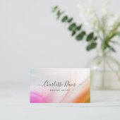 Kleurrijke Pastel Waves Zwart Script Visitekaartje (Staand voorkant)
