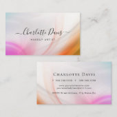 Kleurrijke Pastel Waves Zwart Script Visitekaartje (Voorkant / Achterkant)